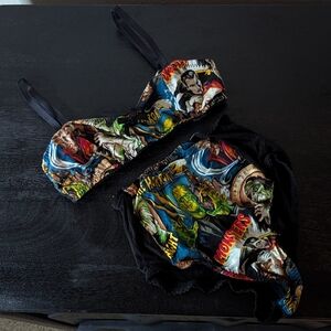 Vintage Comic Print Movie Monster Lingerie Set